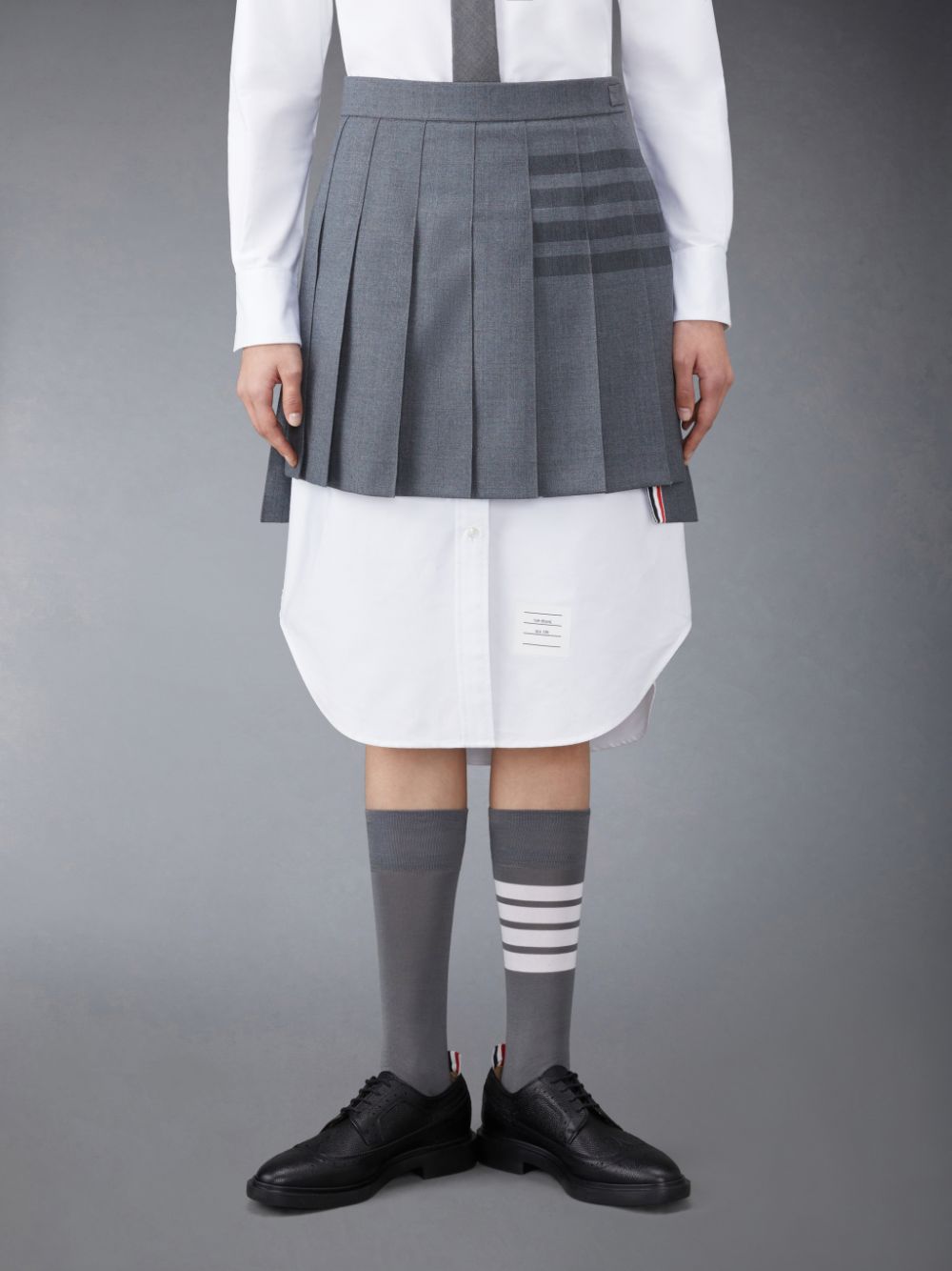 Thom Browne Twill School Uniform 4-Bar Pleated Mini Women Skirts Grey | CGA42P56828