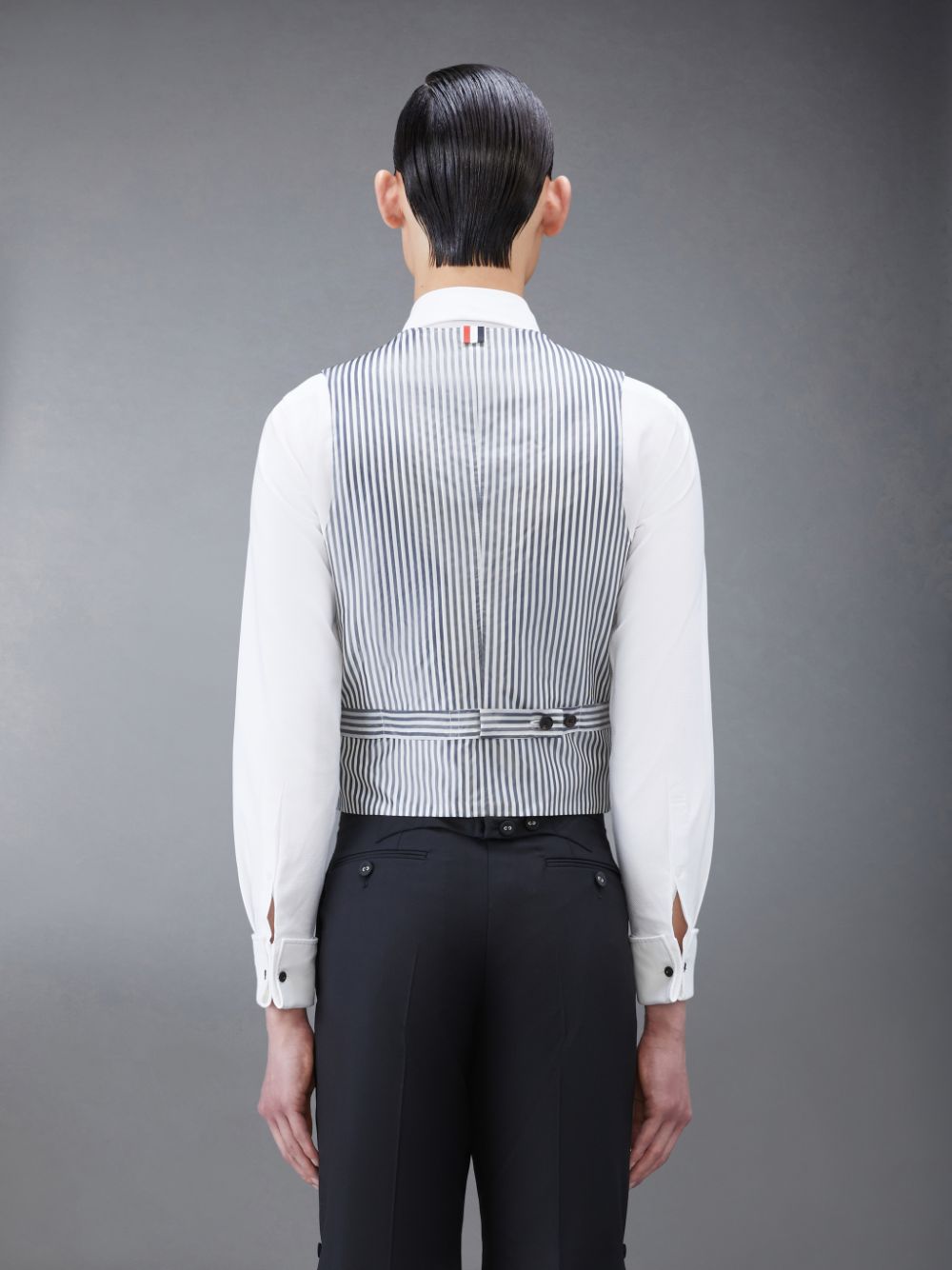 Thom Browne Twill Tipping Classic Men Vest Black | YTA53A54552