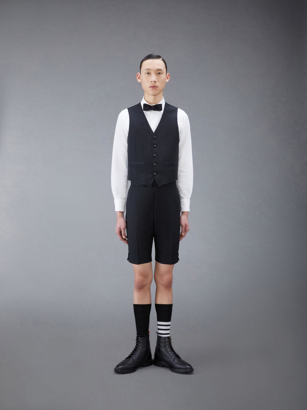 Thom Browne Twill Tipping Classic Men Vest Black | YTA53A54552