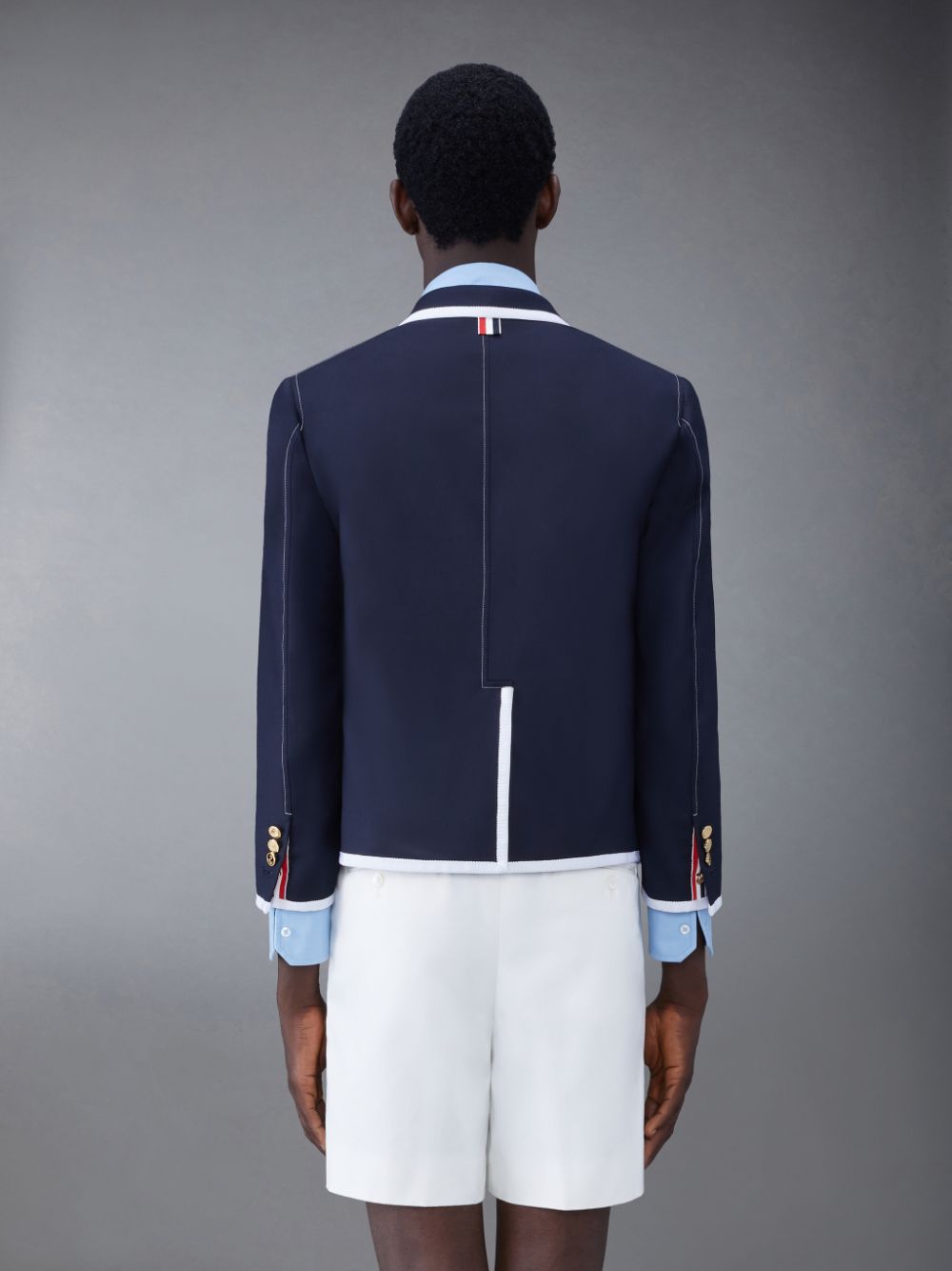 Thom Browne Twill Tipping Sack Sport Men Coats Blue | JWT00R30007