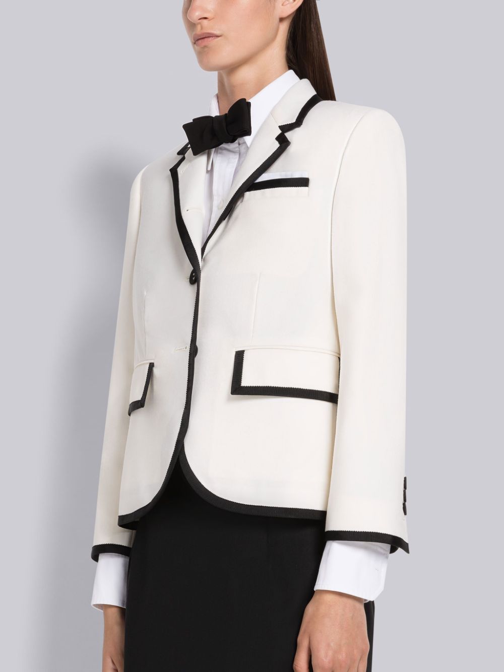 Thom Browne Twill Weave Wool Tipping Holiday High Armhole Sport Women Coats White | YXE73C83560