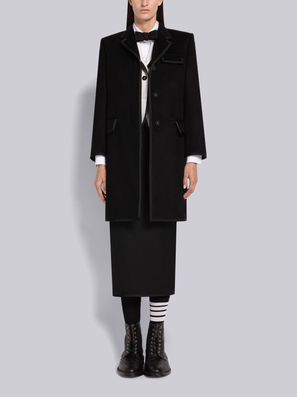 Thom Browne Twill Weave Wool Tipping Holiday High Armhole Sport Women Coats White | YXE73C83560