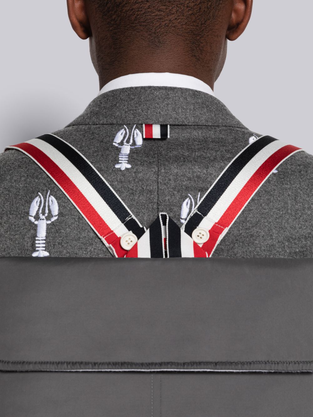 Thom Browne Ultra Light Nylon 4-Bar Down Filled Oversized Pea Men Coats Grey | SRK99L99634