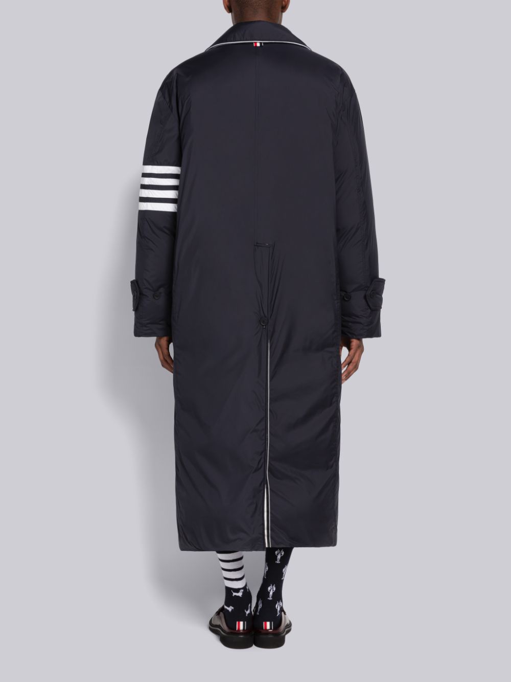 Thom Browne Ultra Light Nylon 4-Bar Down Filled Oversized Pea Men Coats Blue | VJK25A22085