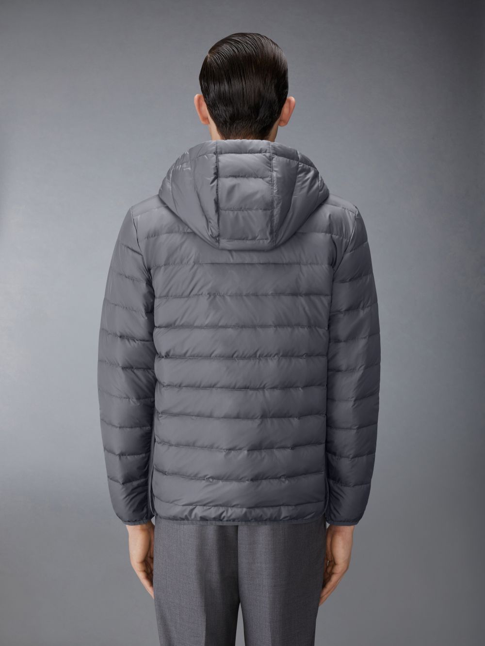 Thom Browne Ultra Light Nylon Down Hooded Men Jackets Grey | JBE19Z95121