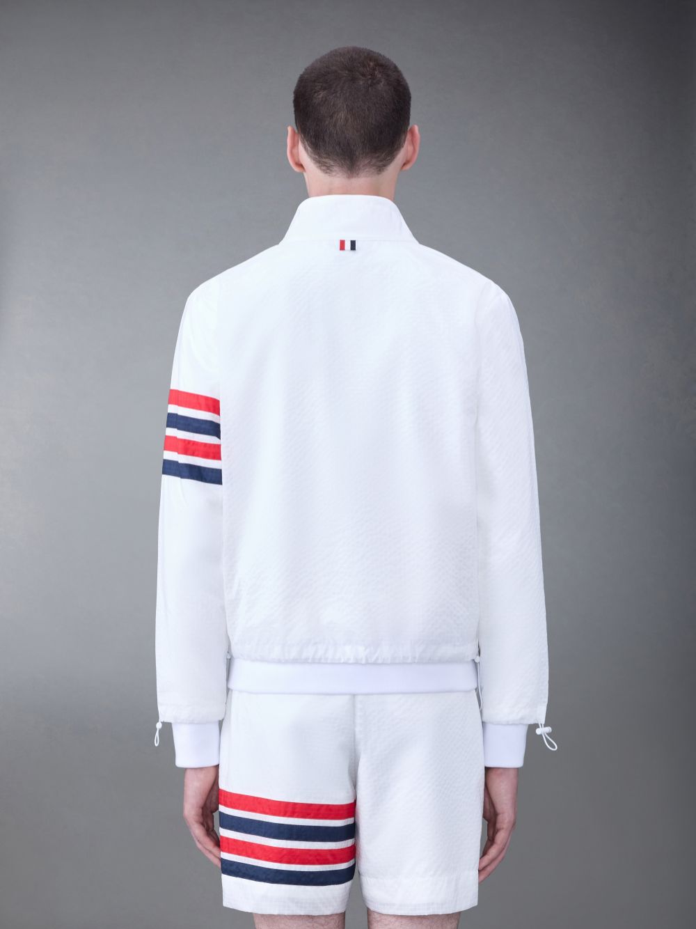 Thom Browne Ultralight Ripstop 4-Bar Funnel Neck Men Jackets White | ART27R95692