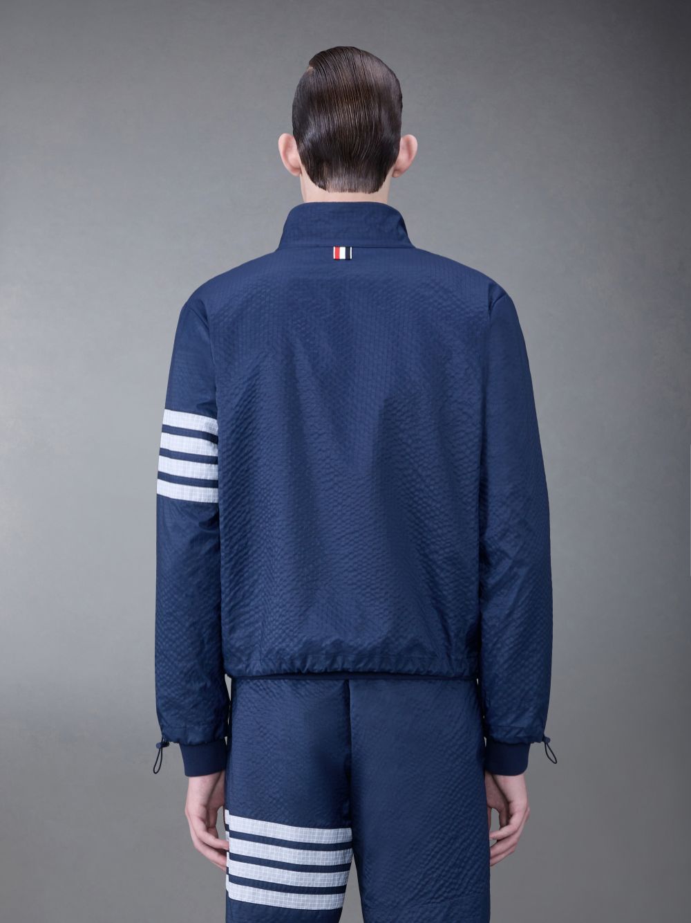 Thom Browne Ultralight Ripstop 4-Bar Funnel Neck Men Jackets Blue | TMR33Y04999