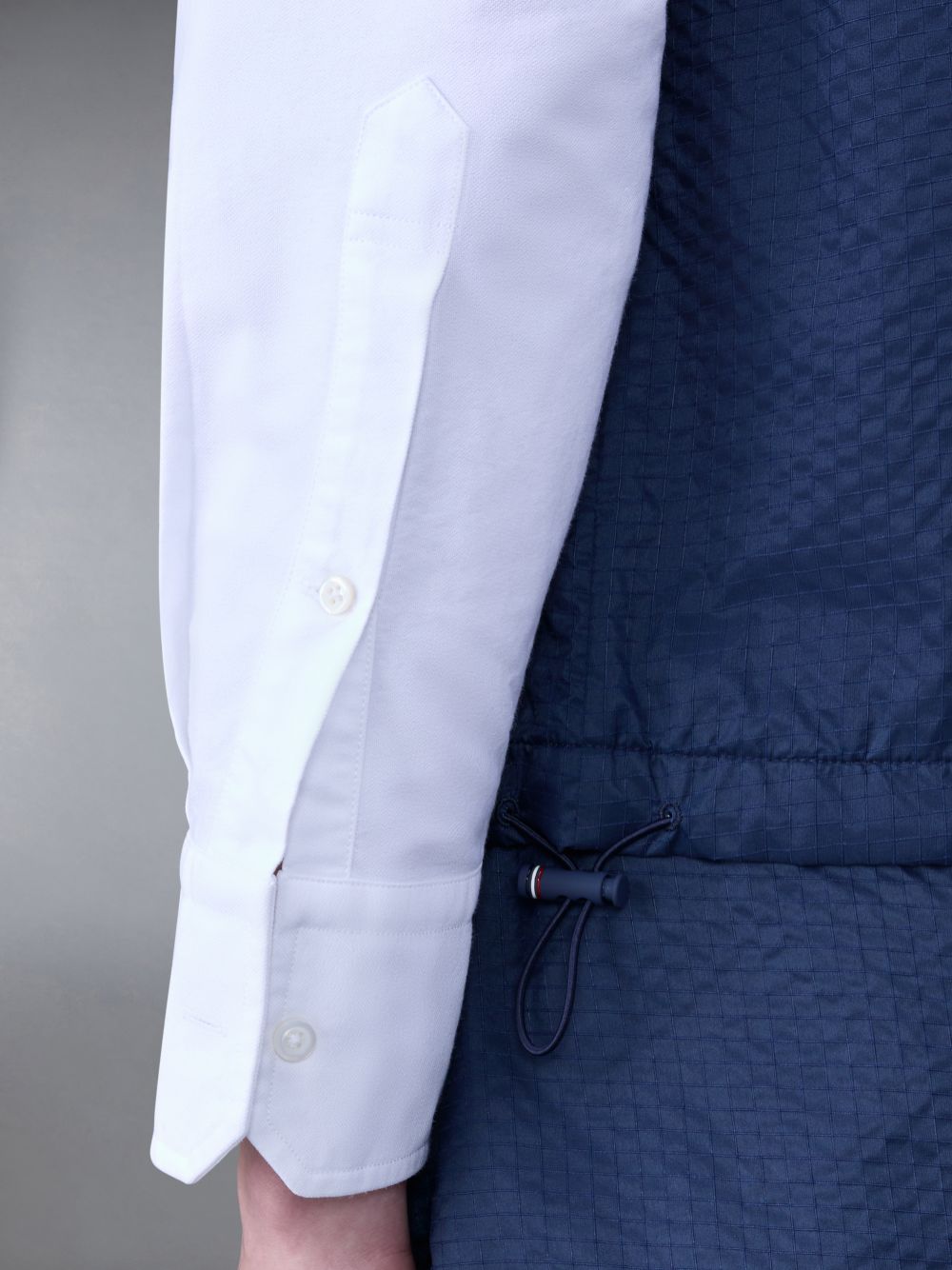 Thom Browne Ultralight Ripstop 4-Bar Hooded Men Vest Blue | GHI80M48262