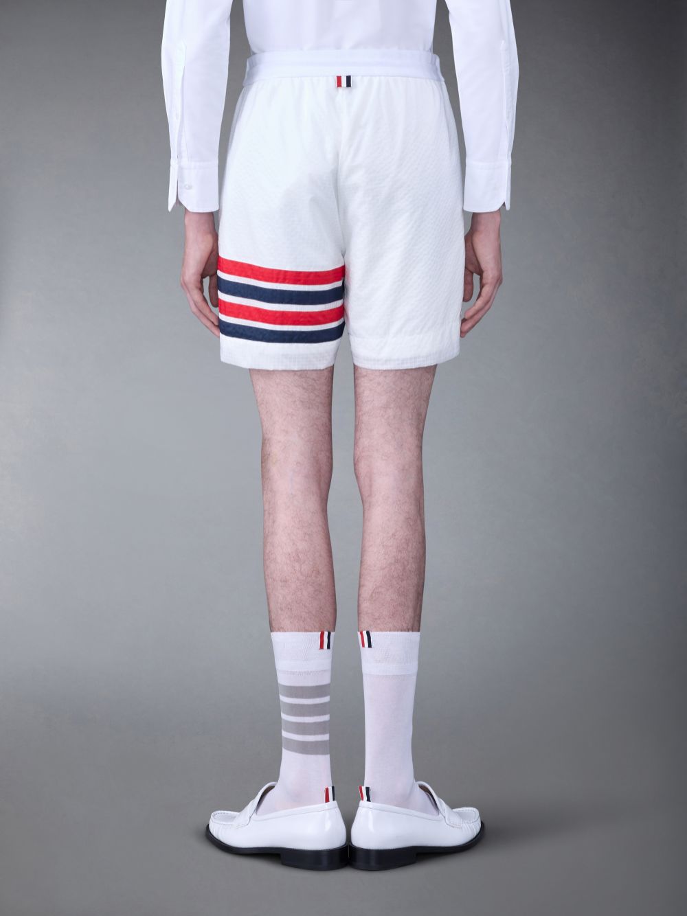 Thom Browne Ultralight Ripstop 4-Bar Mid Thigh Men Shorts White | LMX29P71807