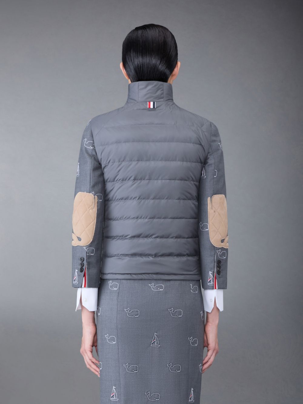 Thom Browne Ultralight Tech Down 4-Bar Packable Funnel Neck Vest Women Jackets Grey | WXT12N39936