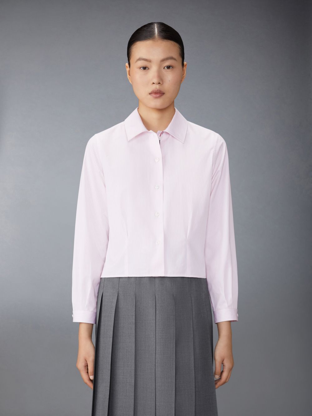 Thom Browne University Stripe Poplin Tucked Women Shirts Pink | YDD29Y84132