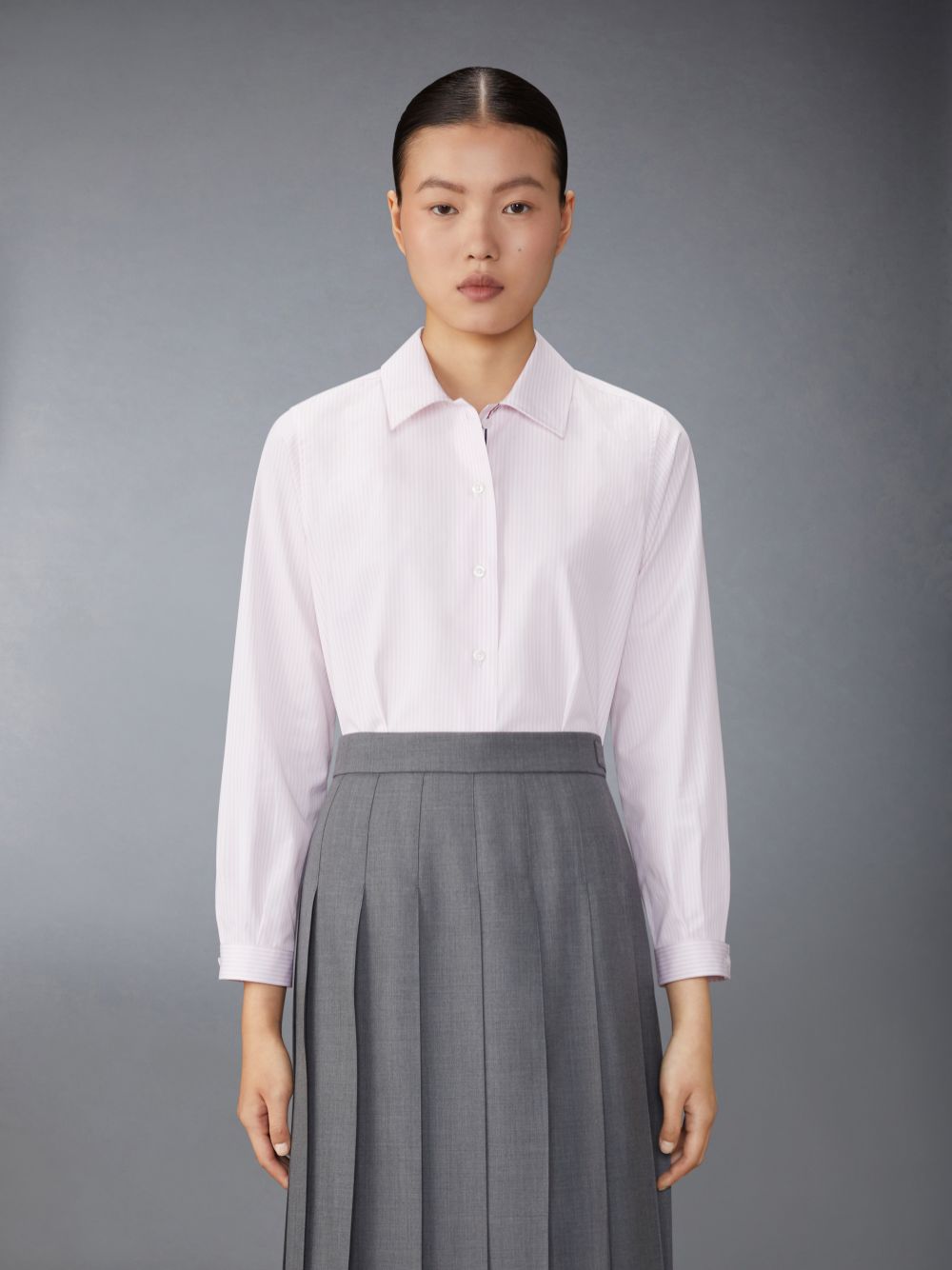 Thom Browne University Stripe Poplin Tucked Women Shirts Pink | YDD29Y84132