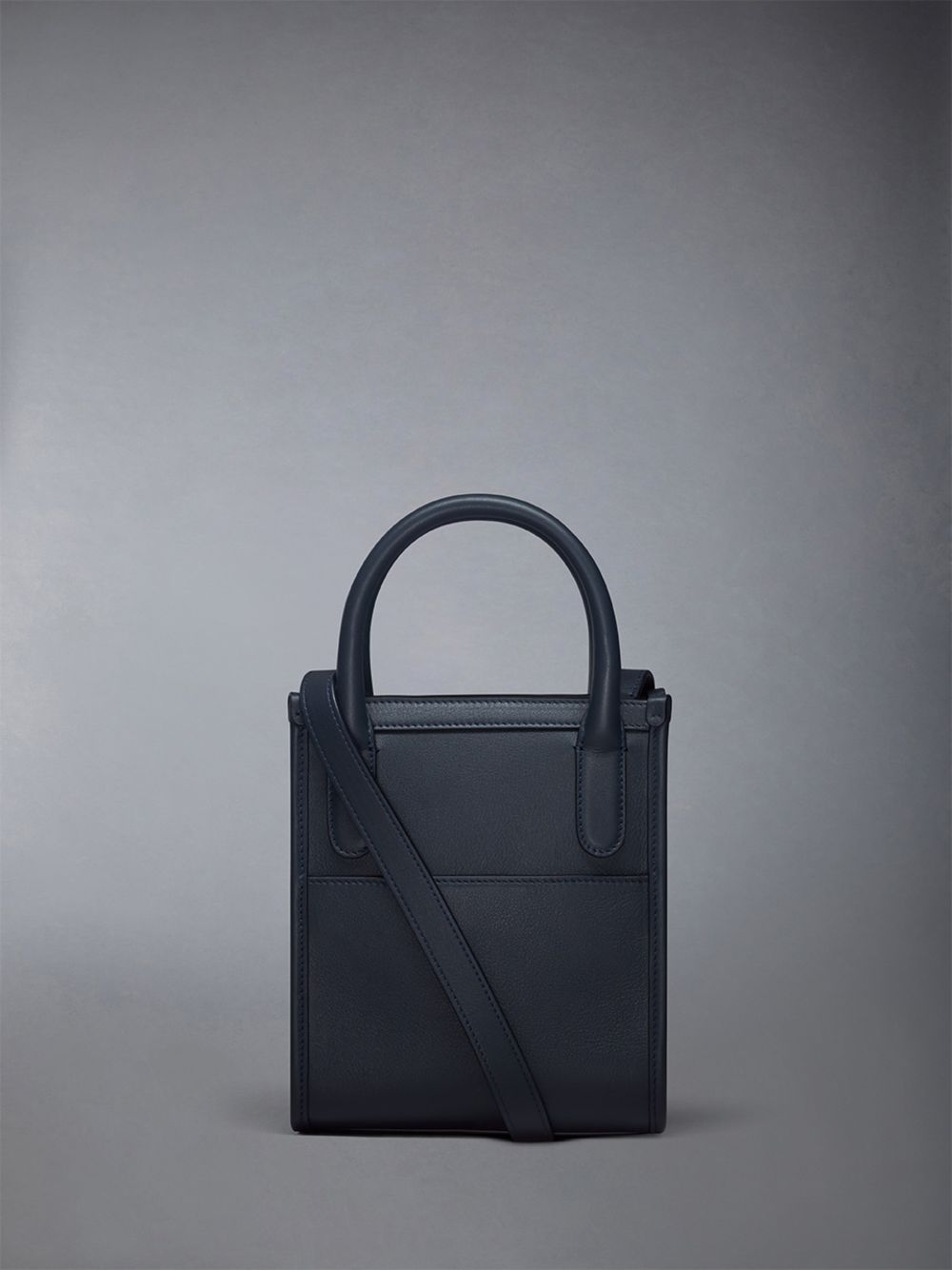 Thom Browne Vertical Mini W/ 4 Bar Stripes in Smooth Calf Men Tote Bags Blue | CBK21G30281