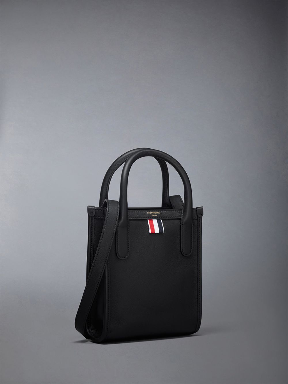 Thom Browne Vertical Mini in Smooth Calf Women Tote Bags Black | MKF42E39324