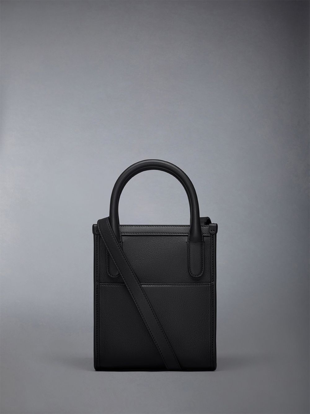 Thom Browne Vertical Mini in Smooth Calf Women Tote Bags Black | MKF42E39324