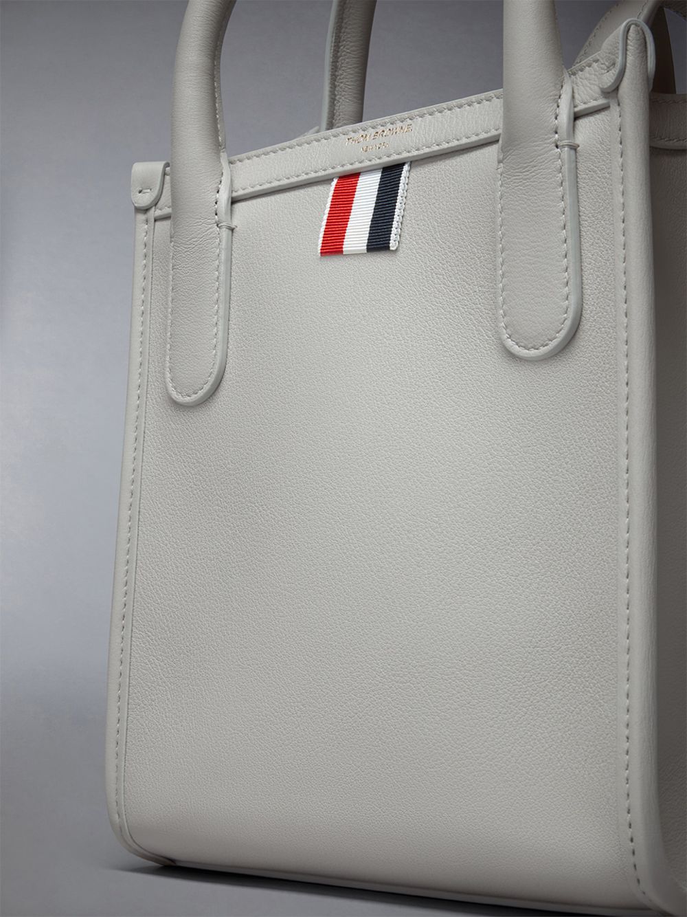 Thom Browne Vertical Mini in Smooth Calf Men Tote Bags Beige | QWK76H22340