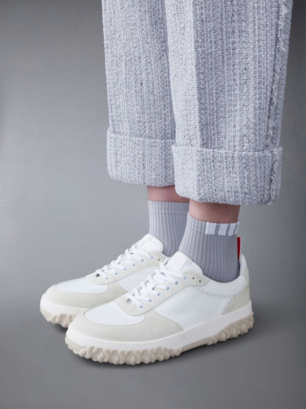 Thom Browne Vitello Calf Letterman Men Sneakers White | KIP51Q15585