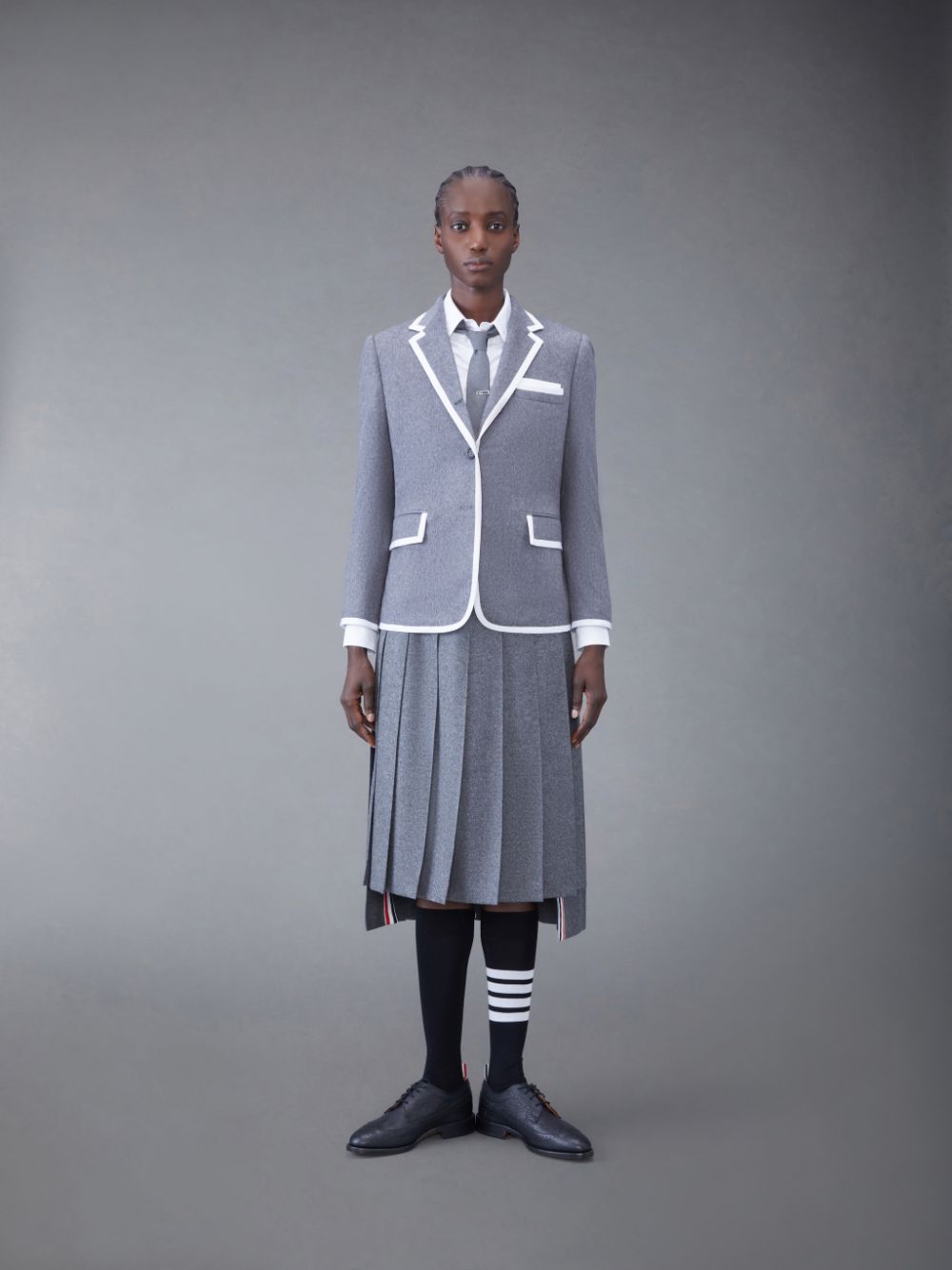 Thom Browne WEIGHT CASHMERE 2003 CLASSIC SPORT Women Coats Grey | UPZ98M53022