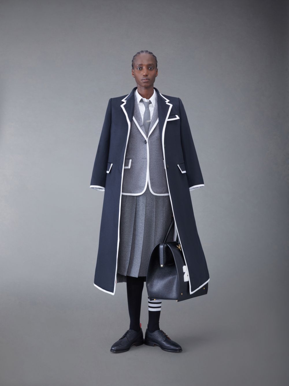 Thom Browne WEIGHT CASHMERE 2003 CLASSIC SPORT Women Coats Grey | UPZ98M53022