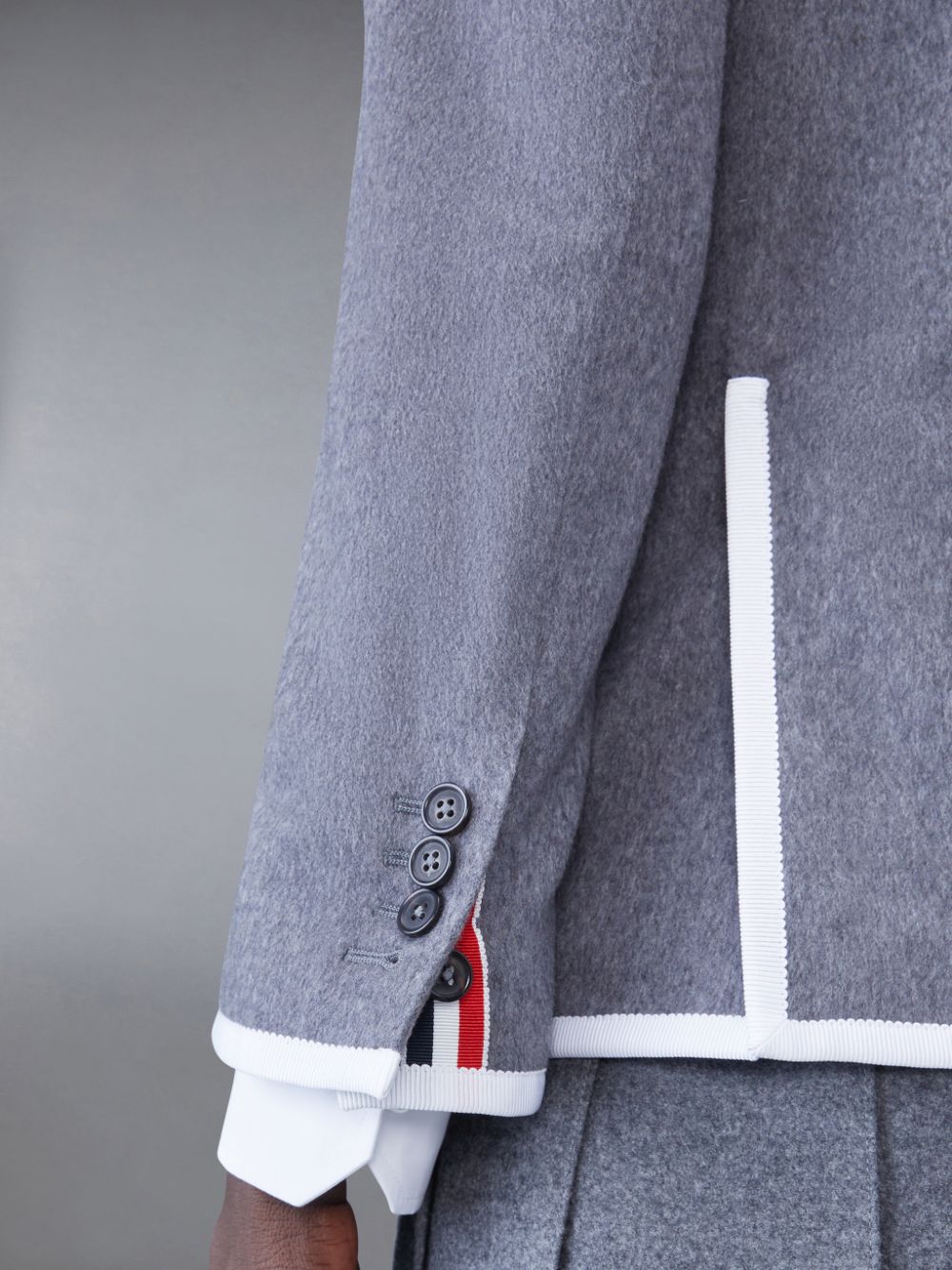 Thom Browne WEIGHT CASHMERE 2003 CLASSIC SPORT Women Coats Grey | UPZ98M53022