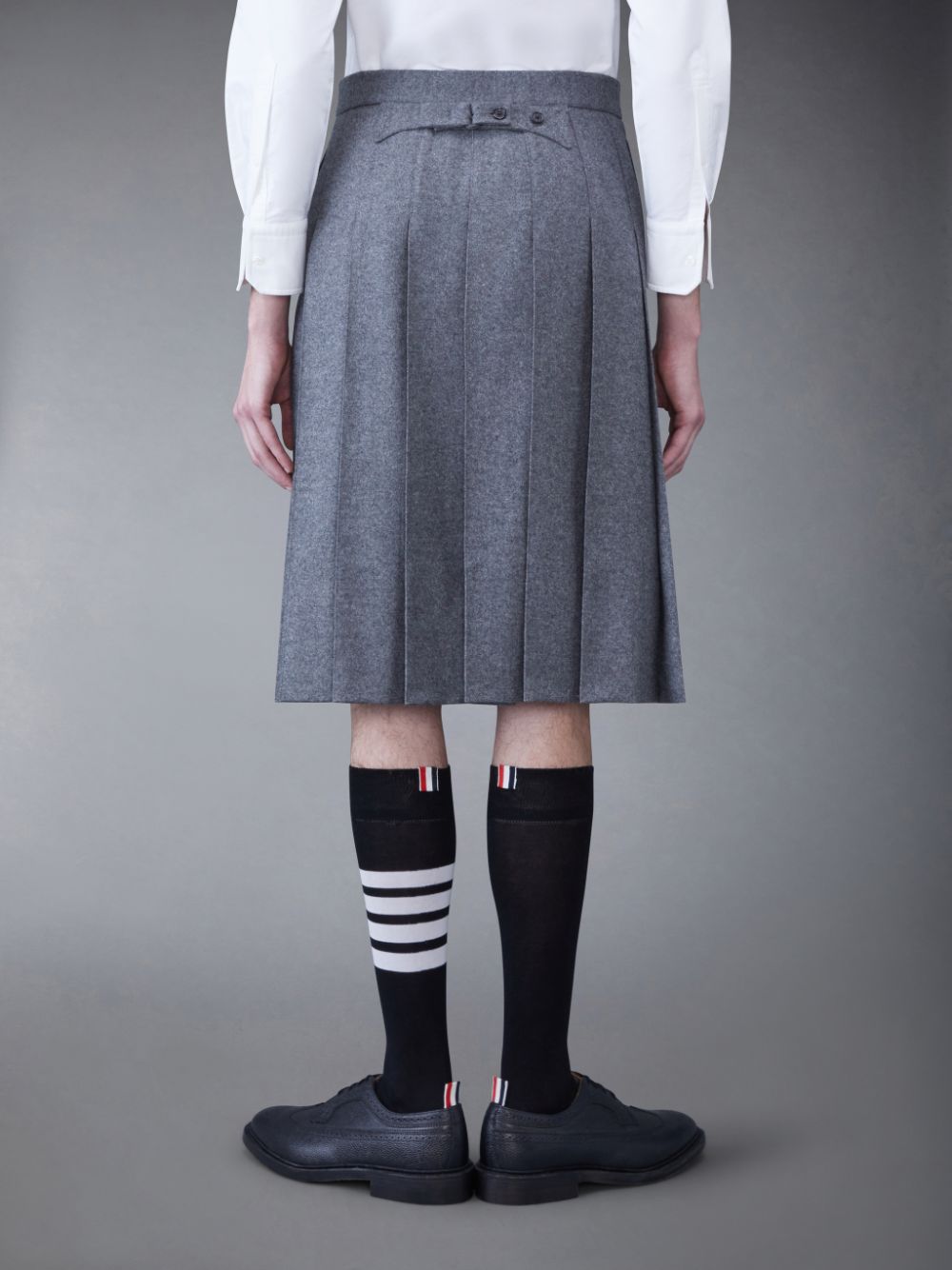 Thom Browne WOOL FLANNEL 2003 CLASSIC BACKSTRAP PLEATED Men Skirts Grey | BEB05X66118