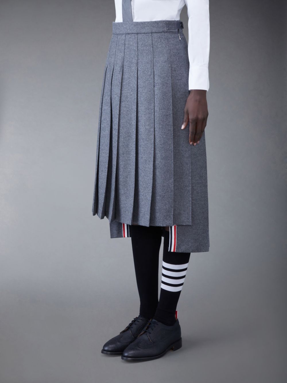 Thom Browne WOOL FLANNEL 2003 CLASSIC PLEATED Women Skirts Grey | CHS65G22600