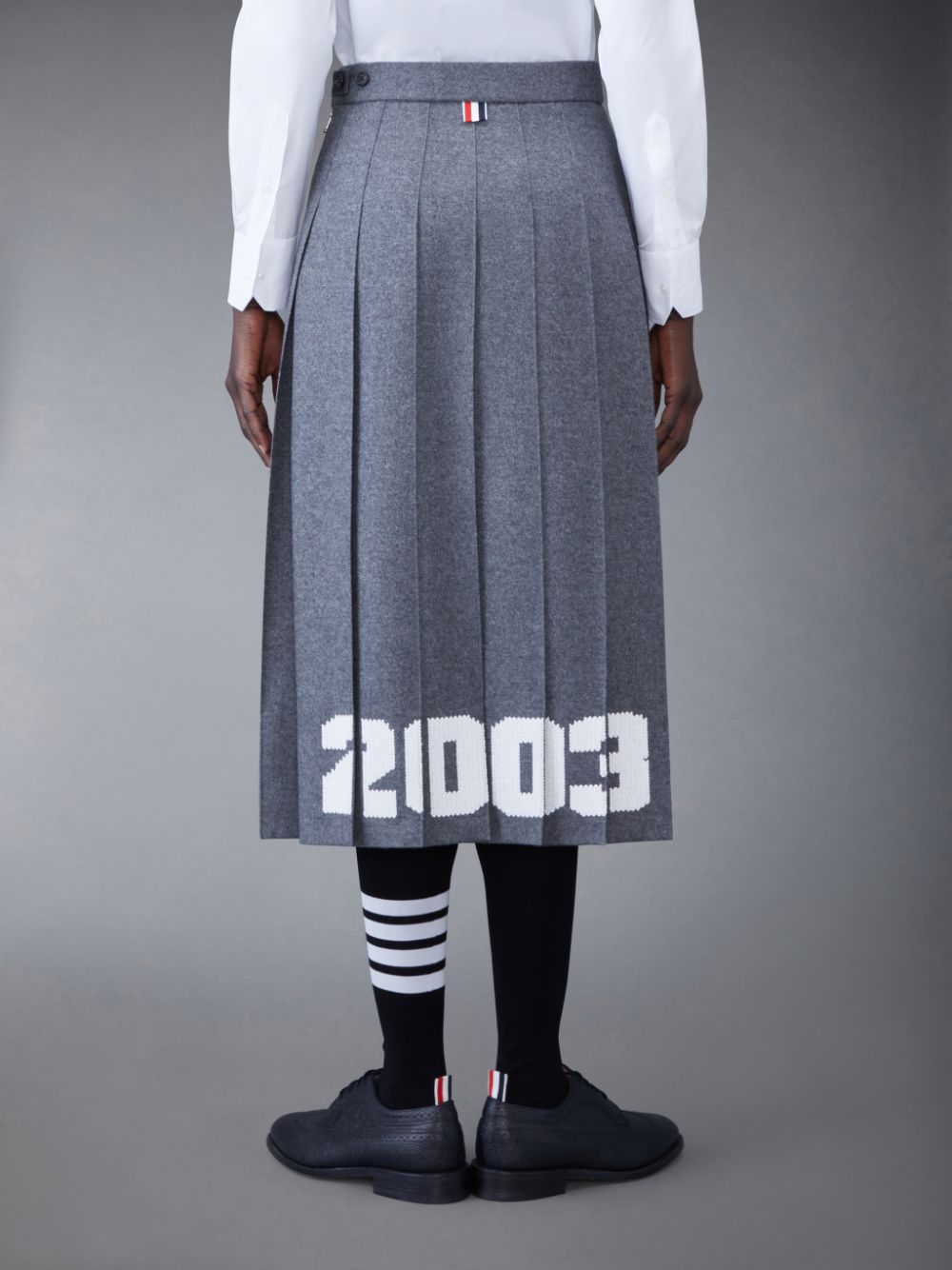 Thom Browne WOOL FLANNEL 2003 CLASSIC PLEATED Women Skirts Grey | CHS65G22600