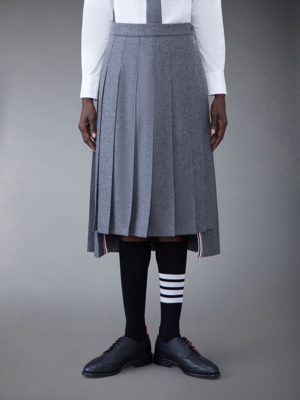 Thom Browne WOOL FLANNEL 2003 CLASSIC PLEATED Women Skirts Grey | CHS65G22600