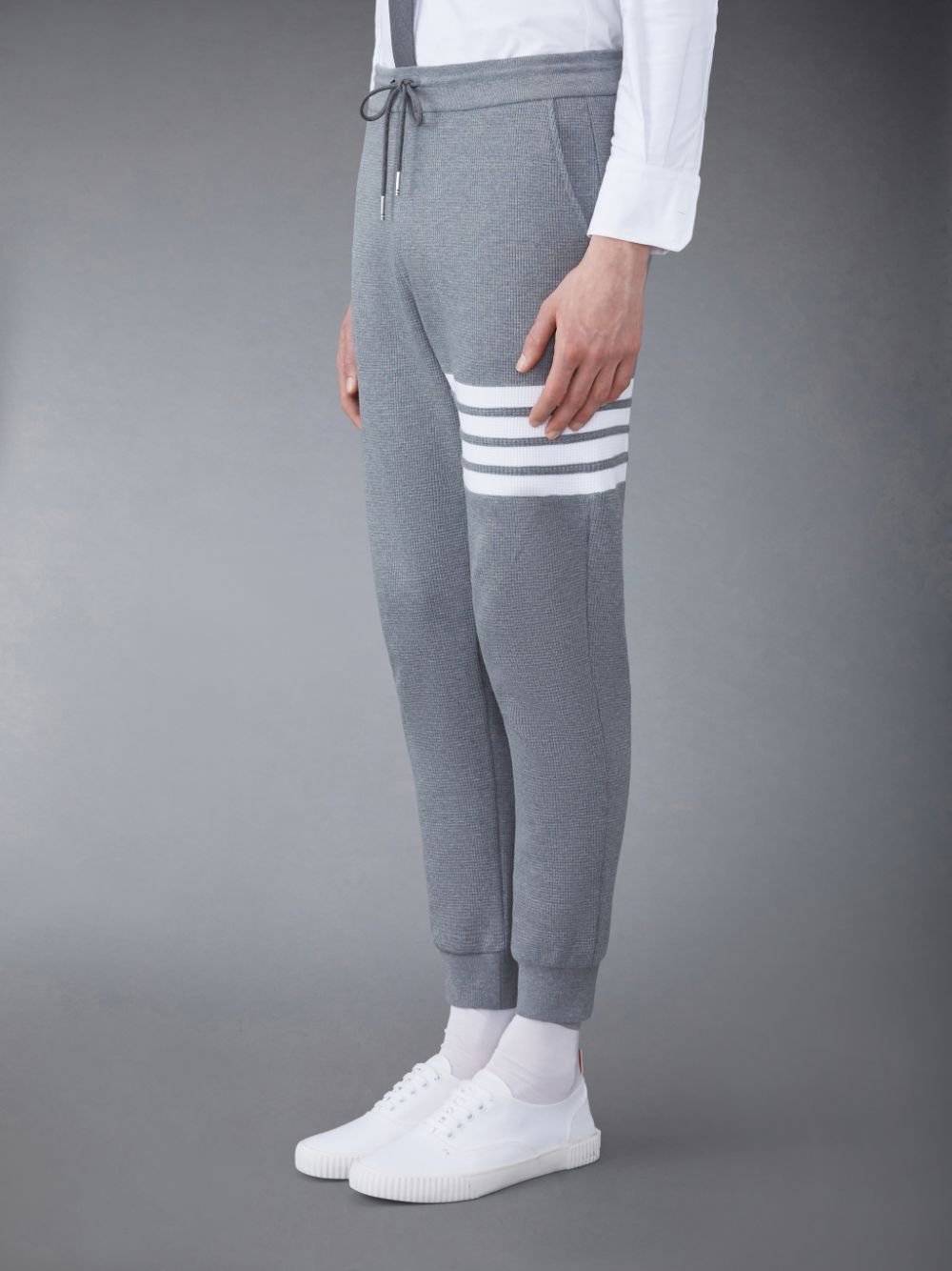 Thom Browne Waffle 4-Bar Men Sweatpants Grey | BWW04G39591