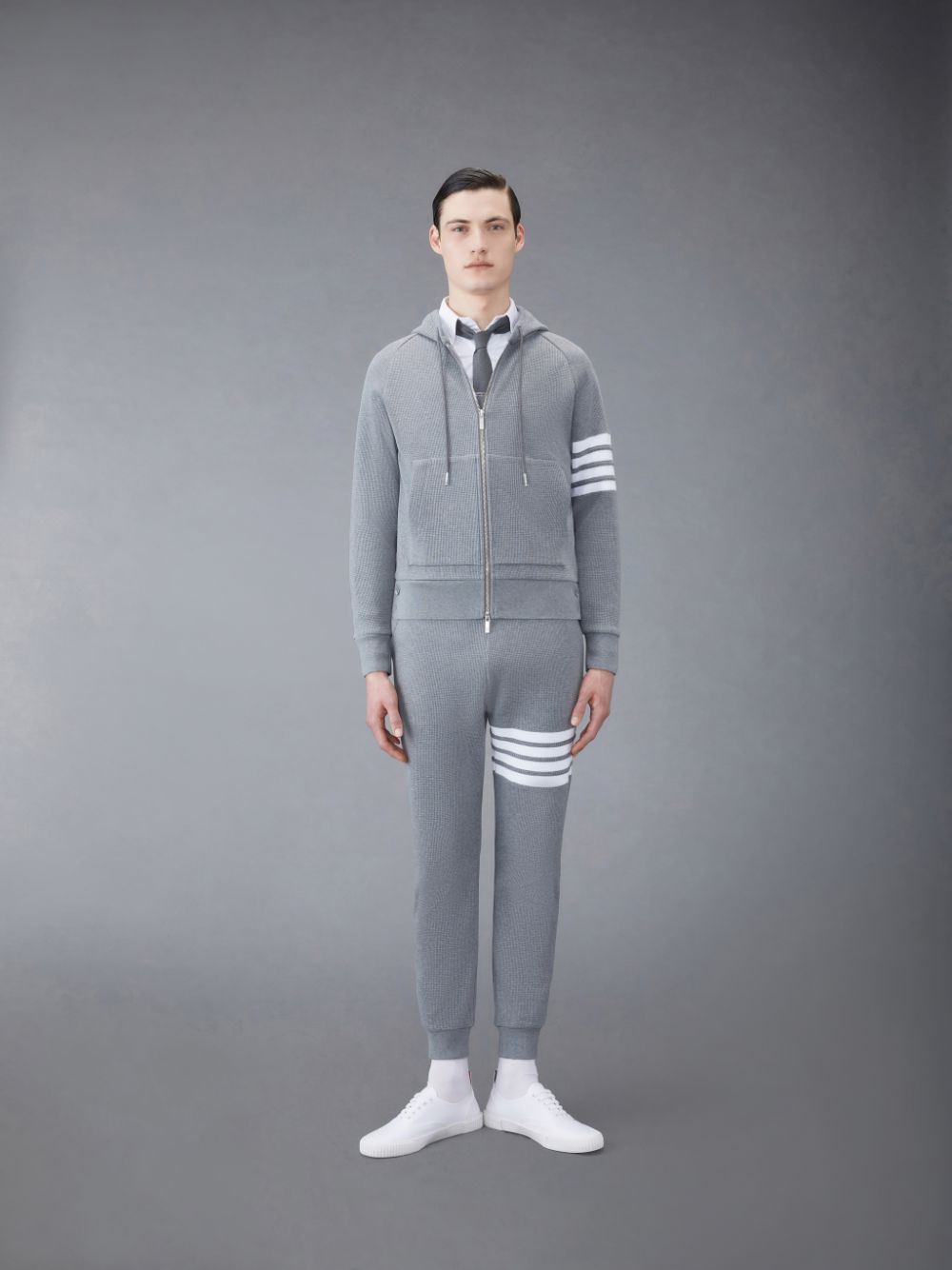 Thom Browne Waffle 4-Bar Men Sweatpants Grey | BWW04G39591