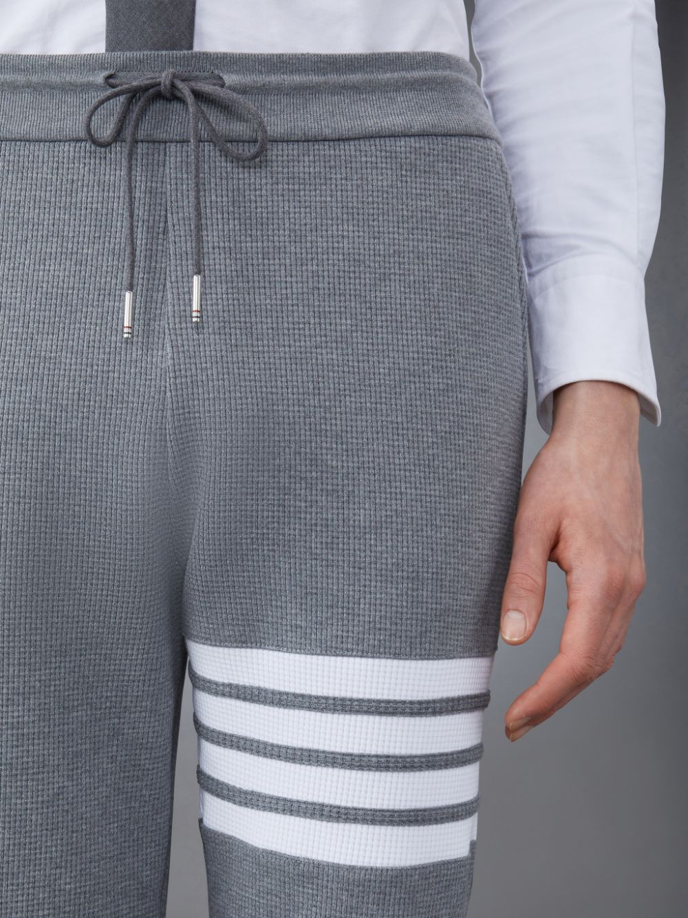 Thom Browne Waffle 4-Bar Men Sweatpants Grey | BWW04G39591