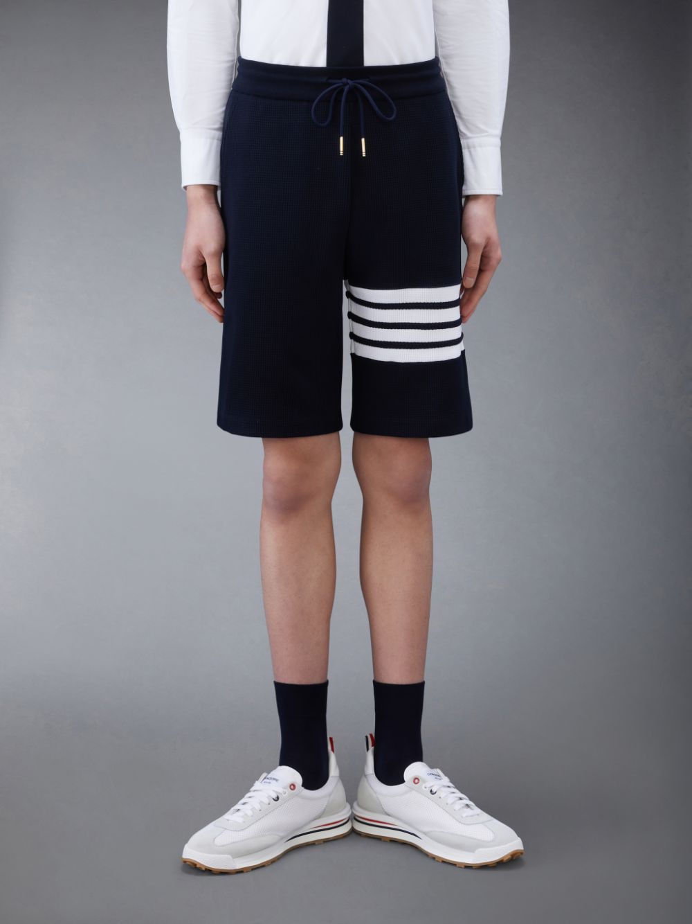 Thom Browne Waffle 4-Bar Men Sweatshorts Blue | HQF06C34277