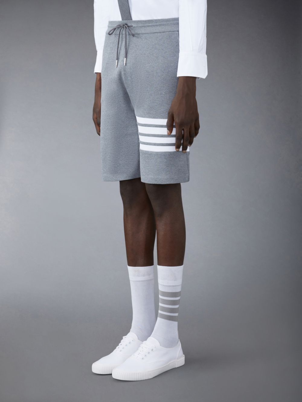 Thom Browne Waffle 4-Bar Men Sweatshorts Grey | MRX07C33843