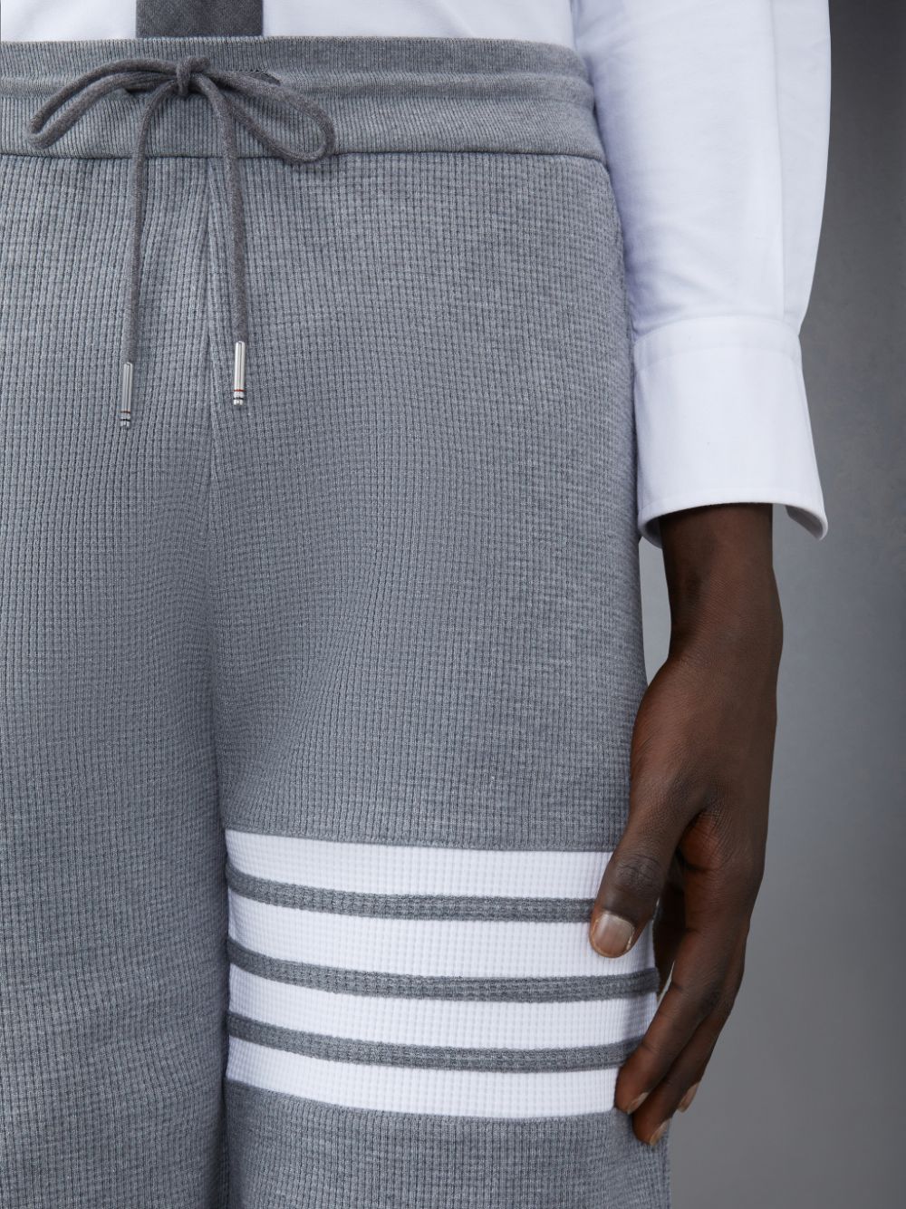 Thom Browne Waffle 4-Bar Men Sweatshorts Grey | MRX07C33843