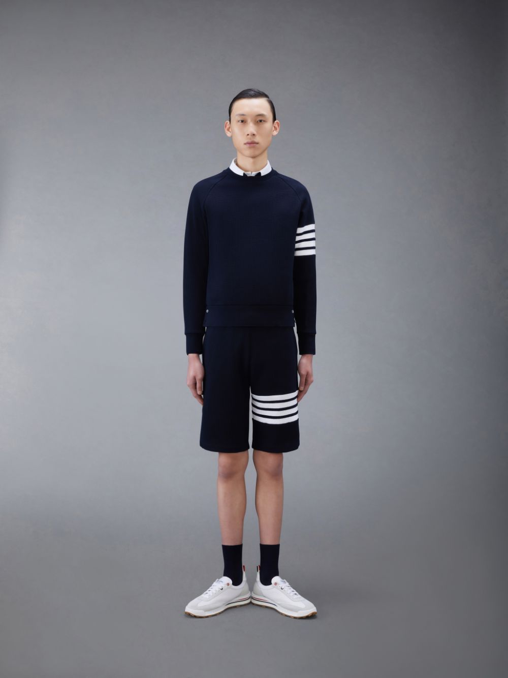 Thom Browne Waffle Raglan Men Sweatshirts Blue | EPD88S86007