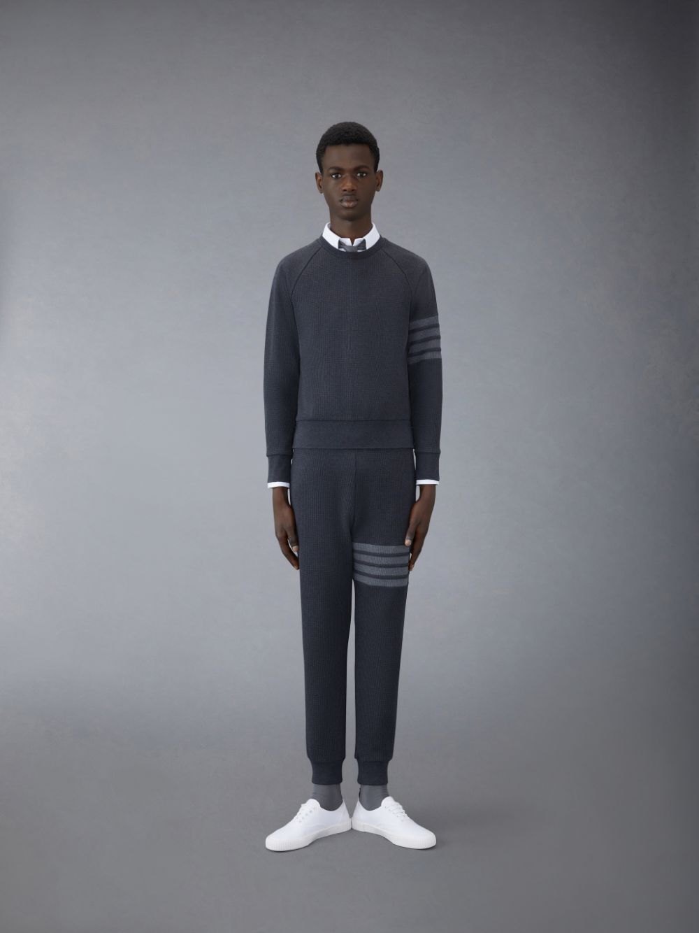 Thom Browne Waffle Raglan Men Sweatshirts Grey | WTU09Z20269