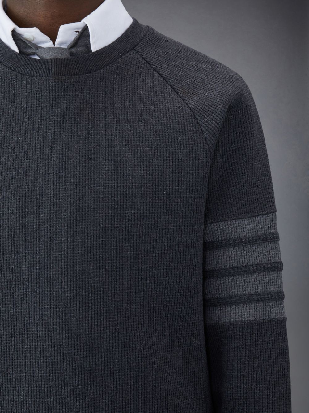 Thom Browne Waffle Raglan Men Sweatshirts Grey | WTU09Z20269