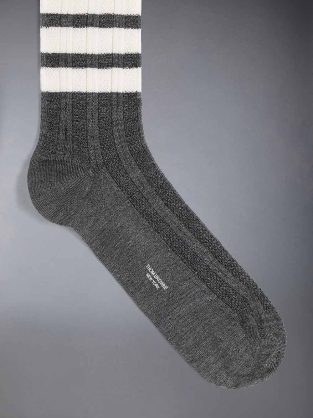 Thom Browne Washable Merino 4-Bar Mid Calf Men Socks Grey | AOP47U35037