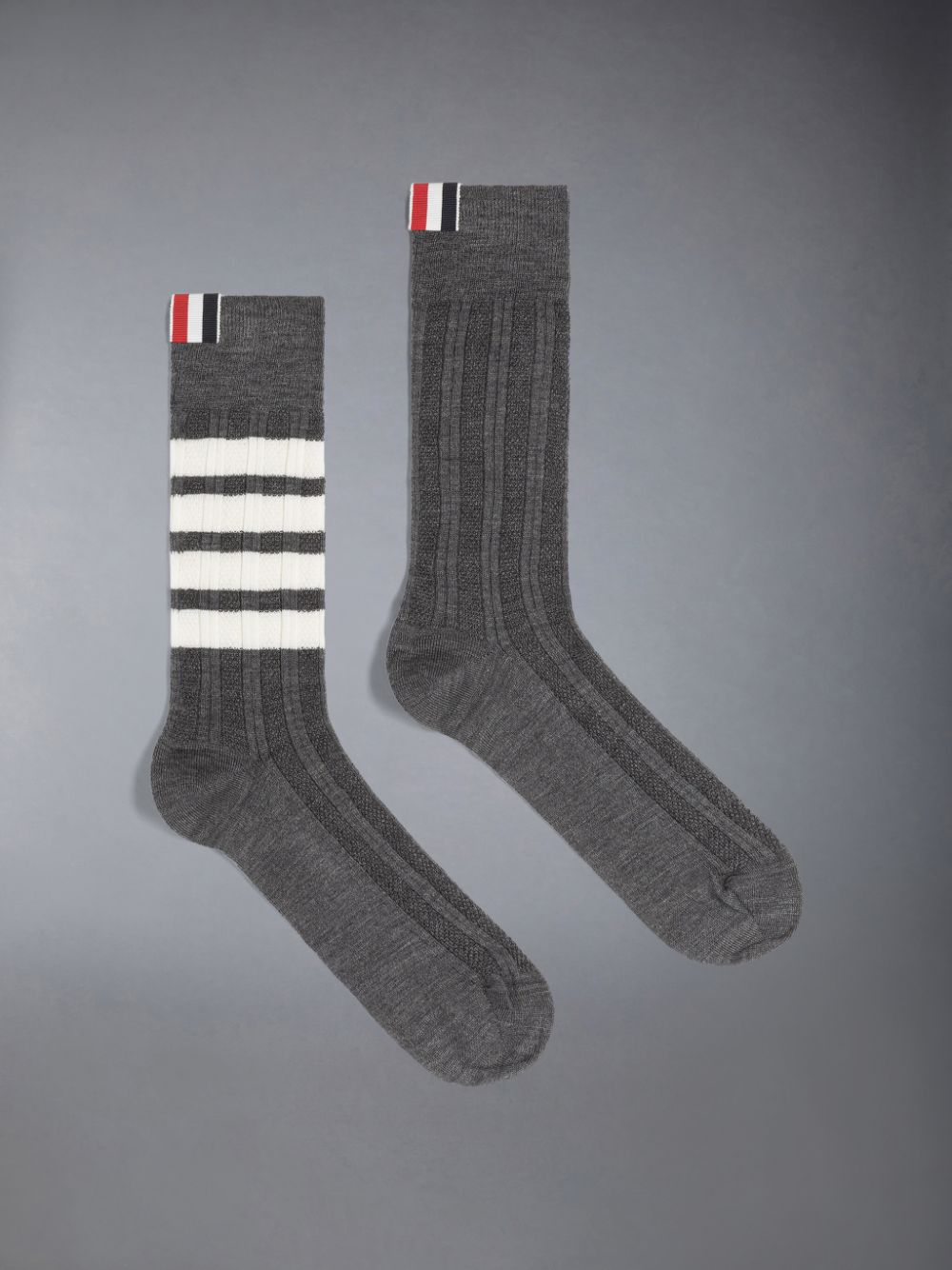 Thom Browne Washable Merino 4-Bar Mid Calf Men Socks Grey | AOP47U35037