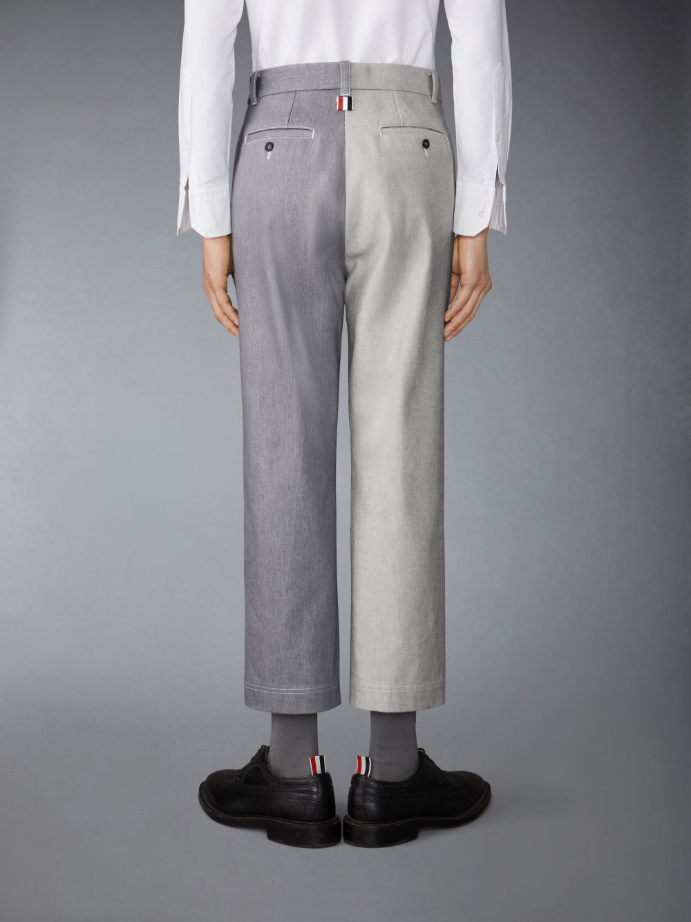 Thom Browne Washed Denim Contrast Topstitching Unconstructed Straight Leg Men Pants Grey | BYI62S07729