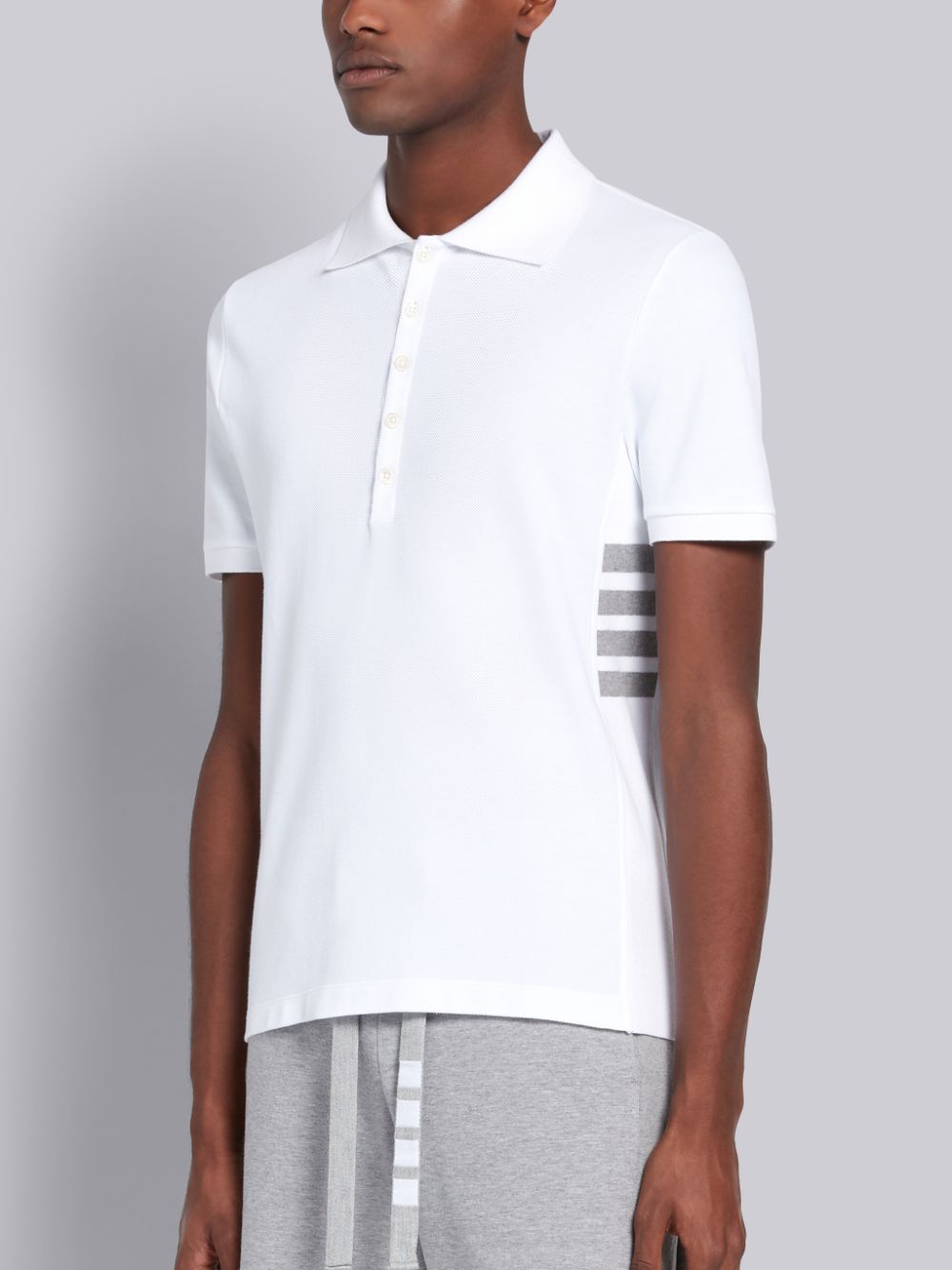 Thom Browne White Classic Cotton Pique Side Insert 4-Bar Men Polo Shirt White | PPC44G06479