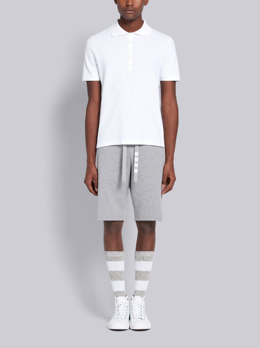 Thom Browne White Classic Cotton Pique Side Insert 4-Bar Men Polo Shirt White | PPC44G06479