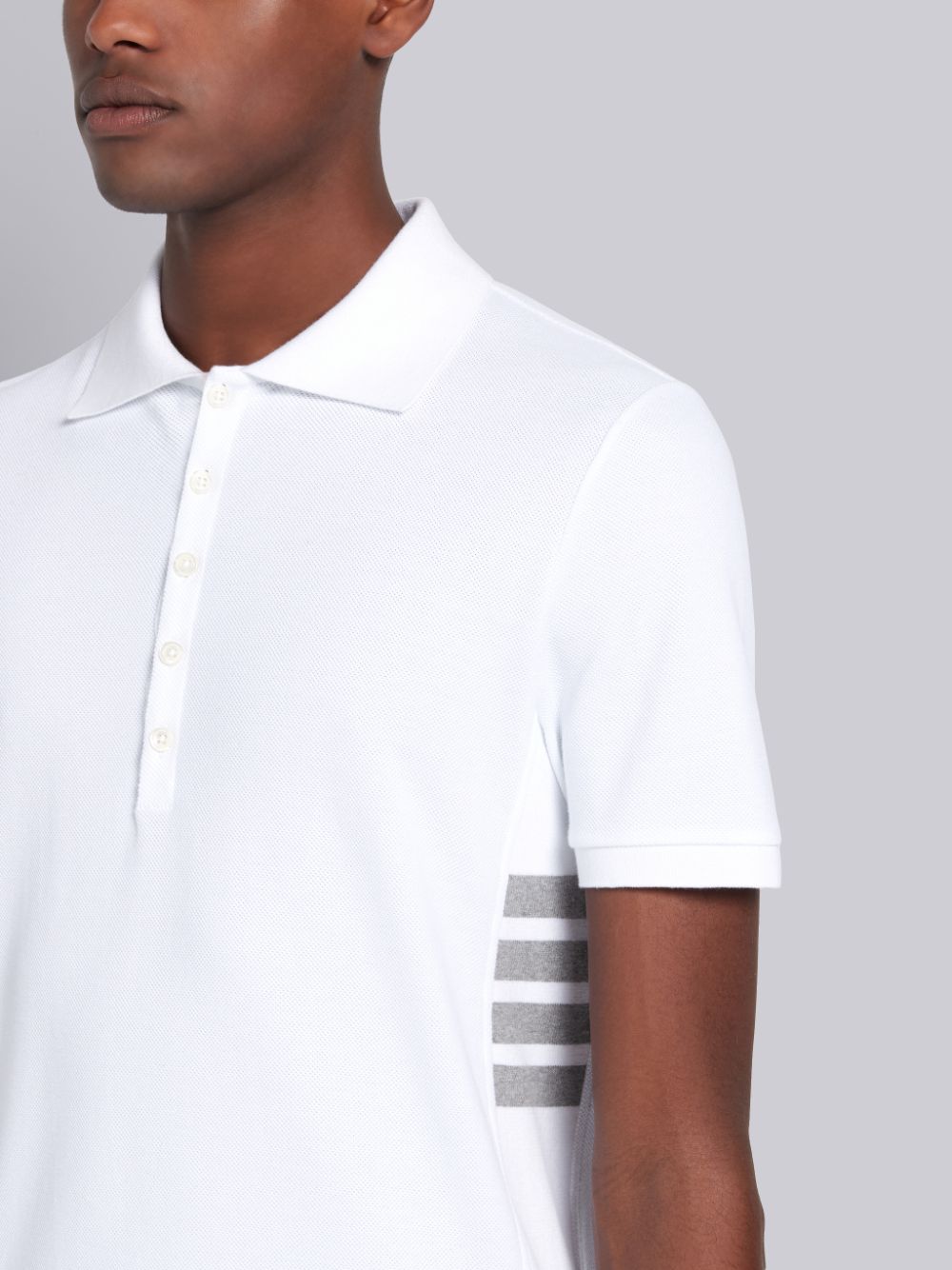 Thom Browne White Classic Cotton Pique Side Insert 4-Bar Men Polo Shirt White | PPC44G06479