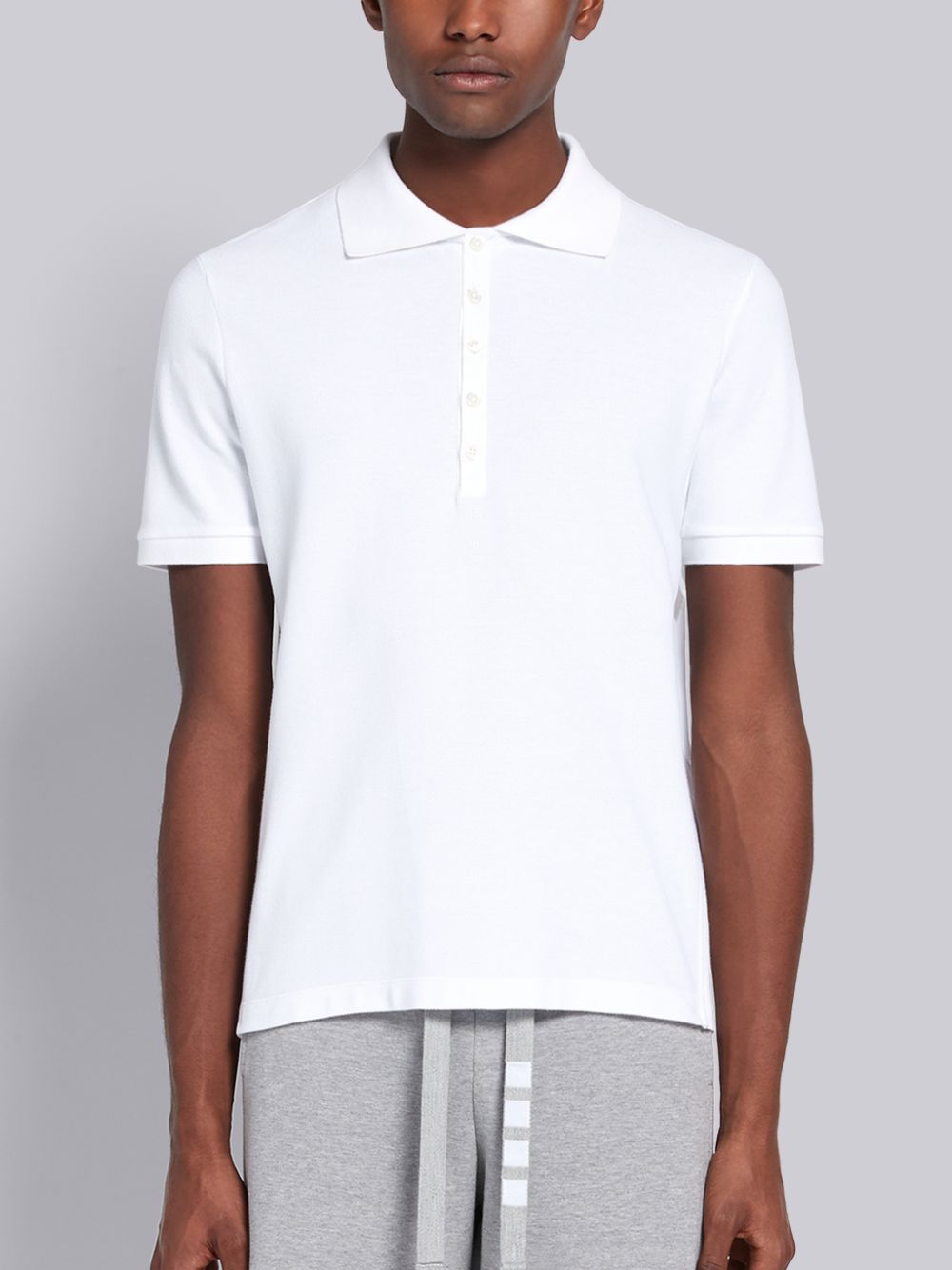 Thom Browne White Classic Cotton Pique Side Insert 4-Bar Men Polo Shirt White | PPC44G06479