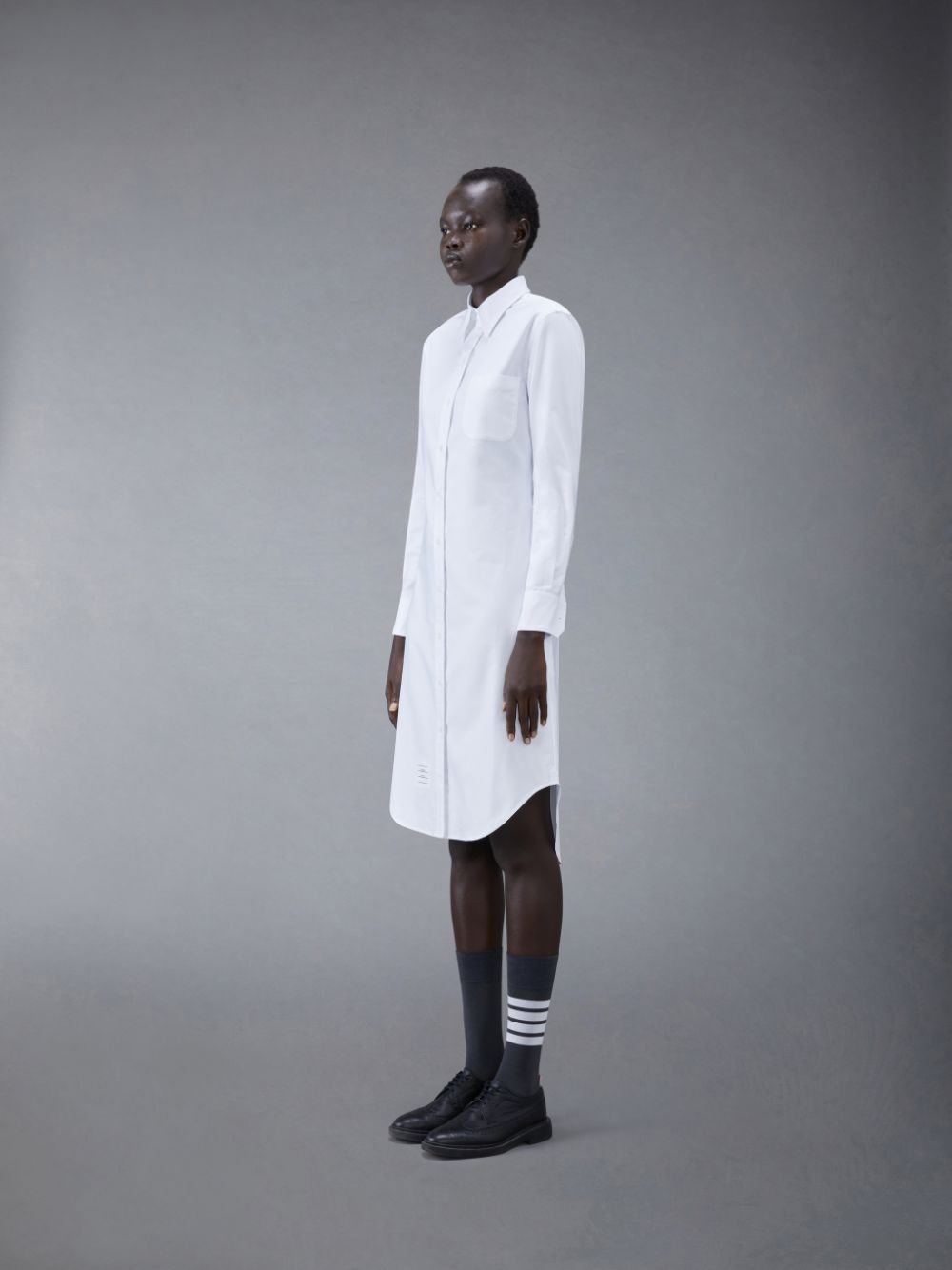 Thom Browne White Classic Oxford Long-sleeve Button Down Knee Length Shirt Women Dress White | ZIQ51H90968