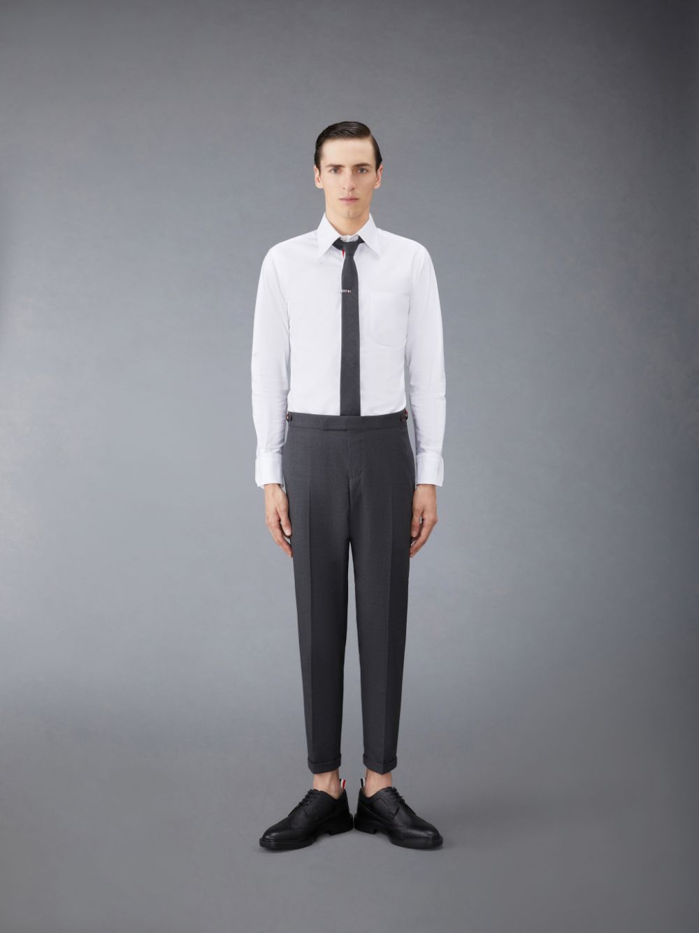 Thom Browne White Cotton Oxford Grosgrain Placket Men Shirts White | NSH55U17378