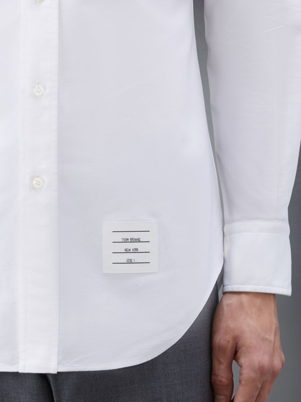 Thom Browne White Oxford Striped Grosgrain Armband Classic Men Shirts White | KYO27S32958