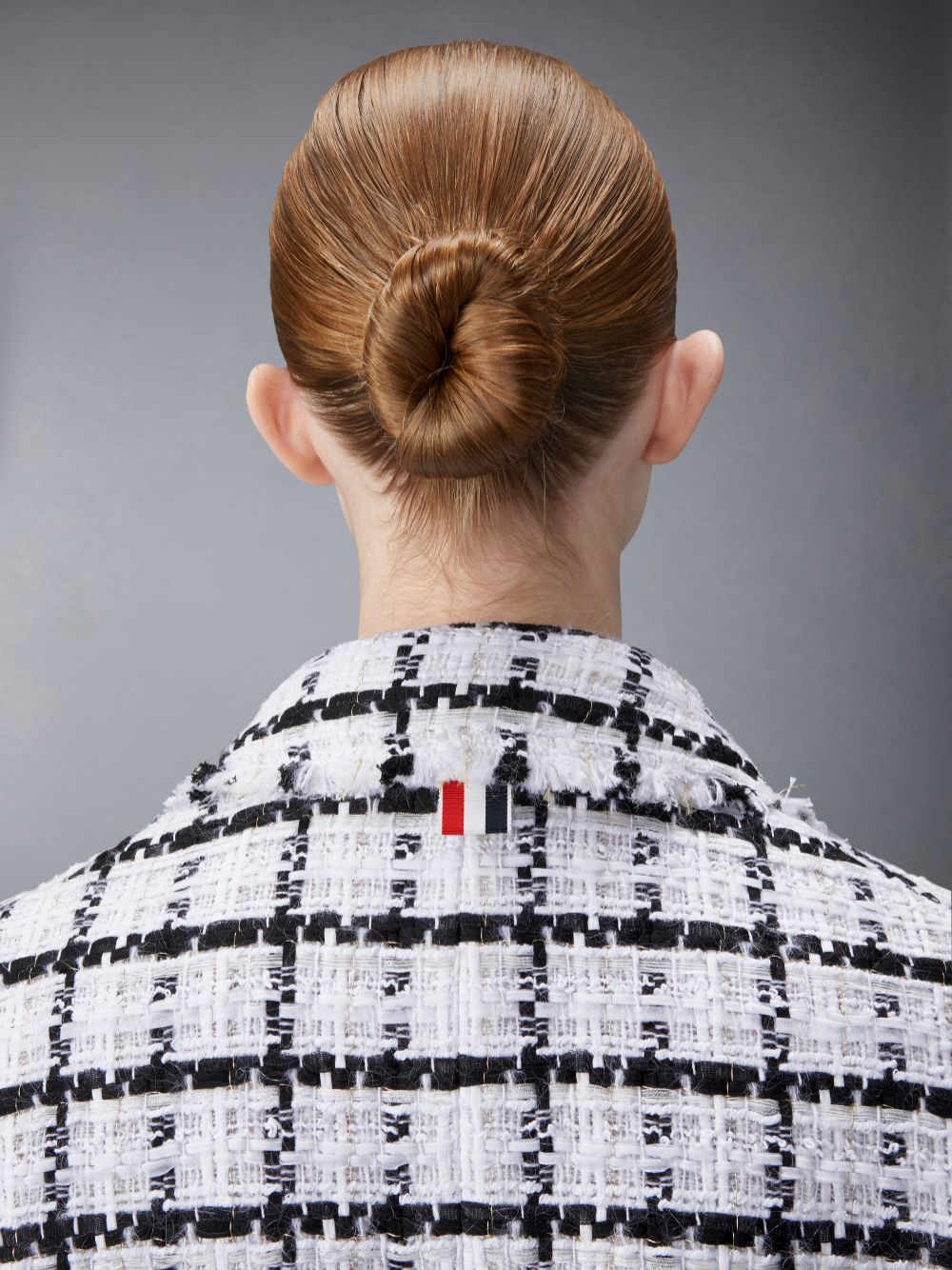 Thom Browne Windowpane Check Chiffon Tweed Fray Oversized Chesterfield Women Coats White | PIH26T32518