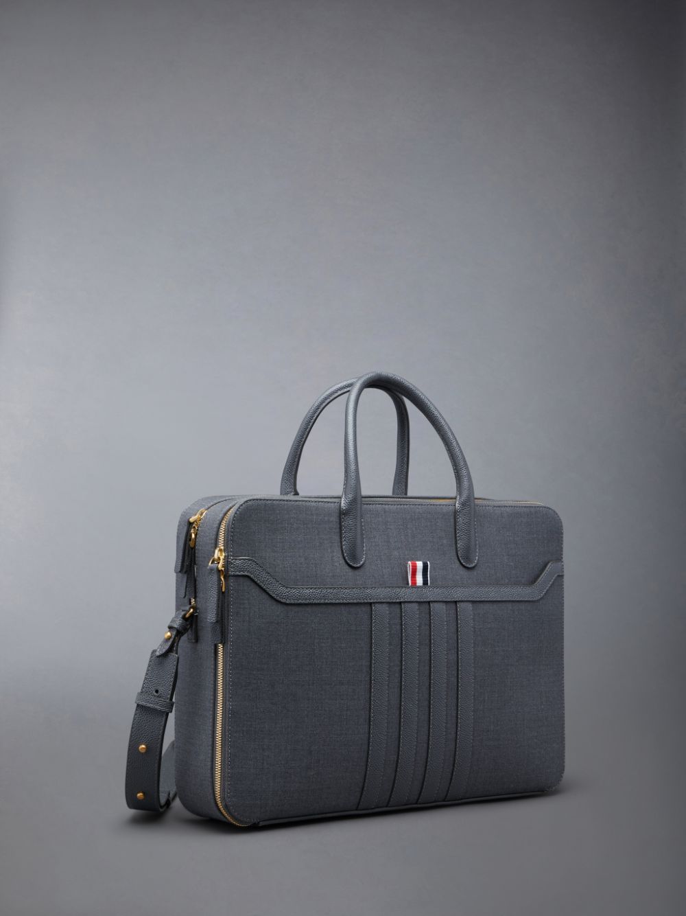 Thom Browne Wool 4-Bar Men Business Bags Grey | RNW10G88392