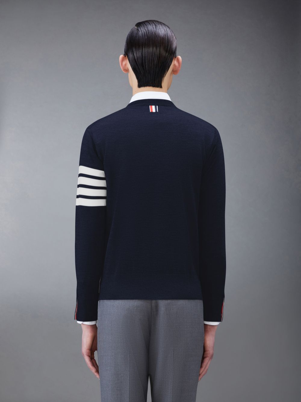 Thom Browne Wool 4-Bar Men Pullover Blue | YGZ93P01239